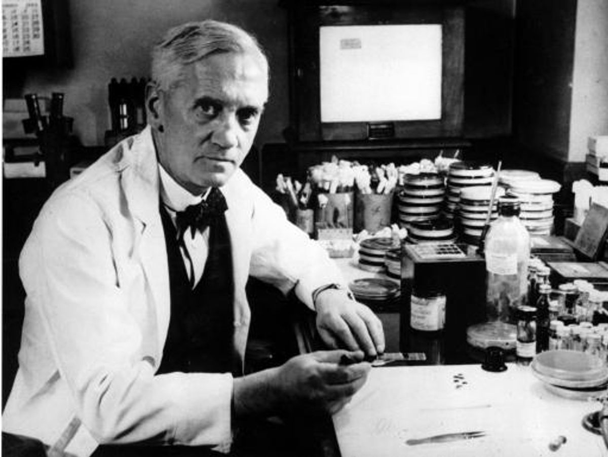 Alexander Fleming sitting at a desk Alexander Fleming sitting at a desk