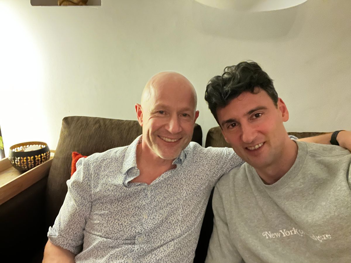 Image of Martin Lercher and Itai Yanai, co-hosts of the podcast Night Science, sit side by side and smile at the camera. Image of Martin Lercher and Itai Yanai, co-hosts of the podcast Night Science, sit side by side and smile at the camera.